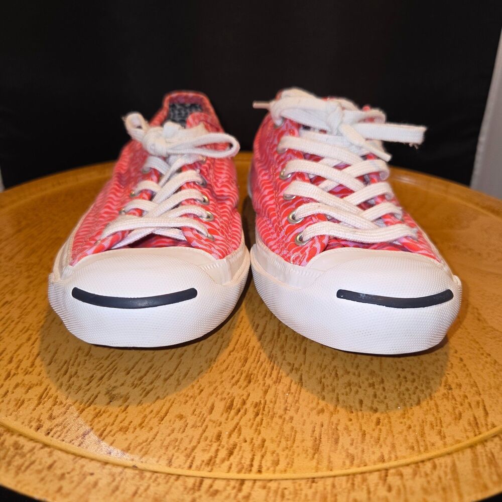 Jack Purcell Converse Womens Size 6 Coral Pink Print Canvas Low Top Sneakers